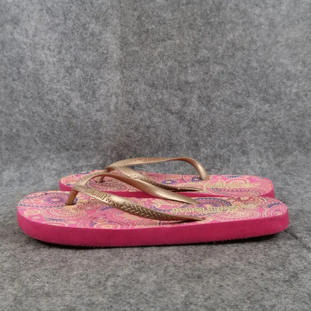 Wallflower Shoes Girls 5 Sandals Flip Flops Casual Slip On Pink Paisley Flat Kid